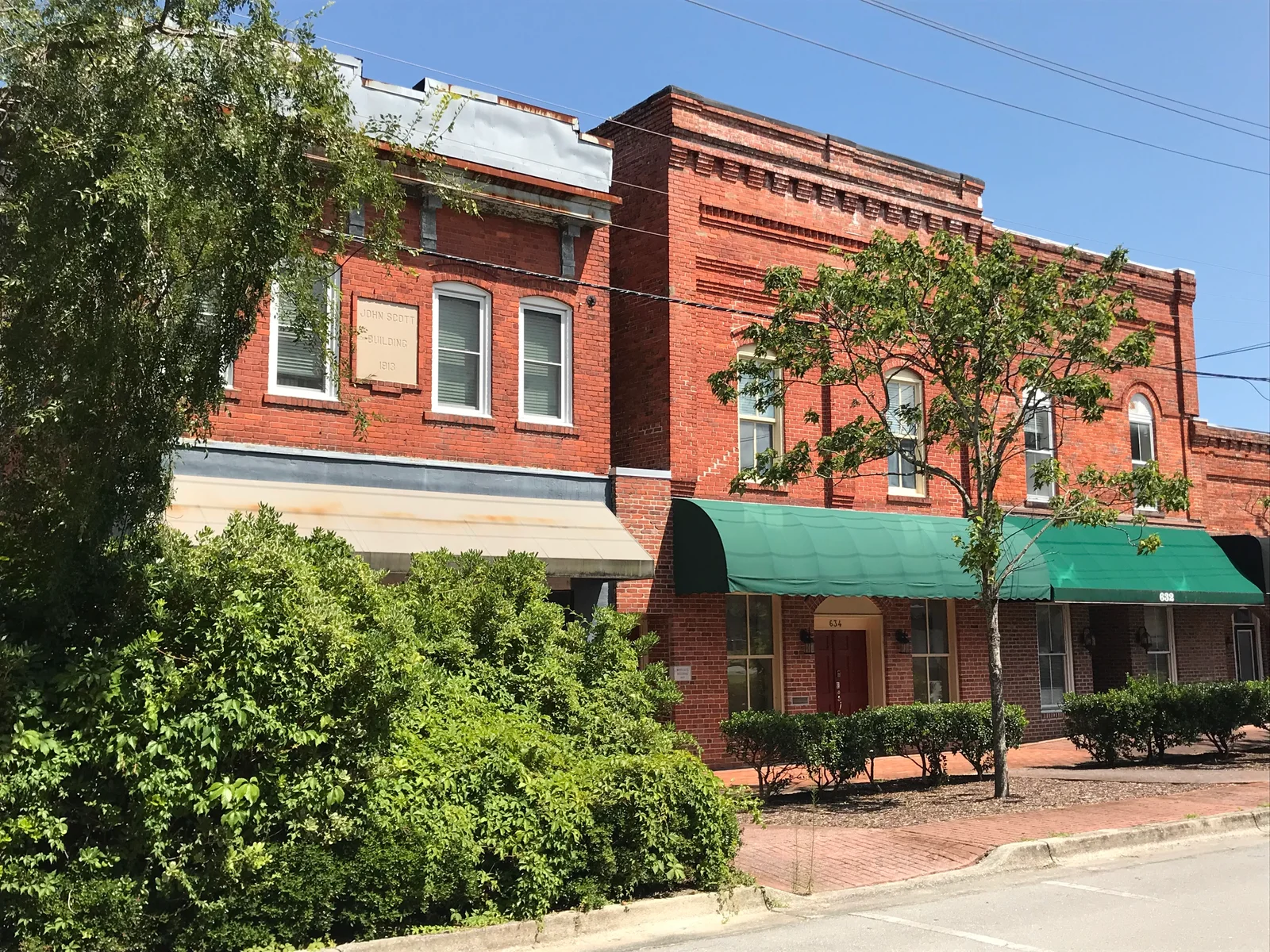 Buildings on Court Street in downtown Jacksonville, North Carolina, photographed in July 2022