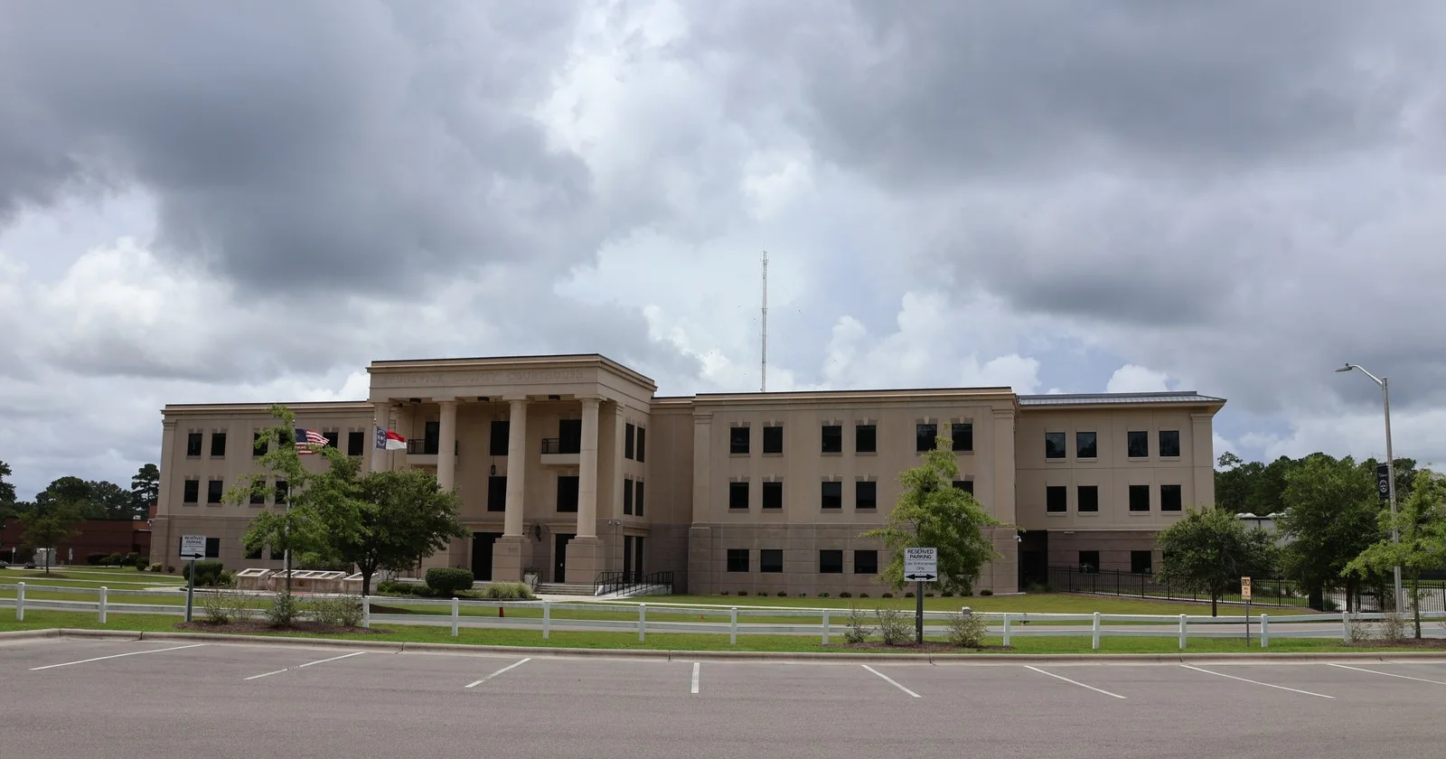 Brunswick County Courthouse near Bolivia photographed in July 2023, not the home involved in the allegation